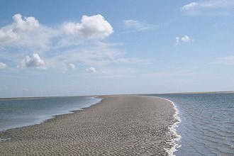 Sandbank bei Ebbe vor der Nordseeinsel Borkum