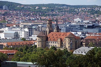 Stadtansicht der City von Stuttgart mit altem Schloss Stadtansicht der City von Stuttgart mit altem Schloss